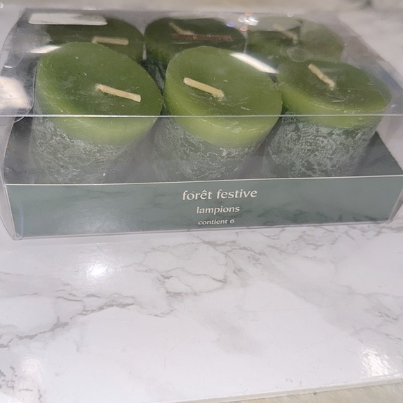 Pier 1 Foret Festive small Green Candles Set scent holiday forest - Picture 1 of 3